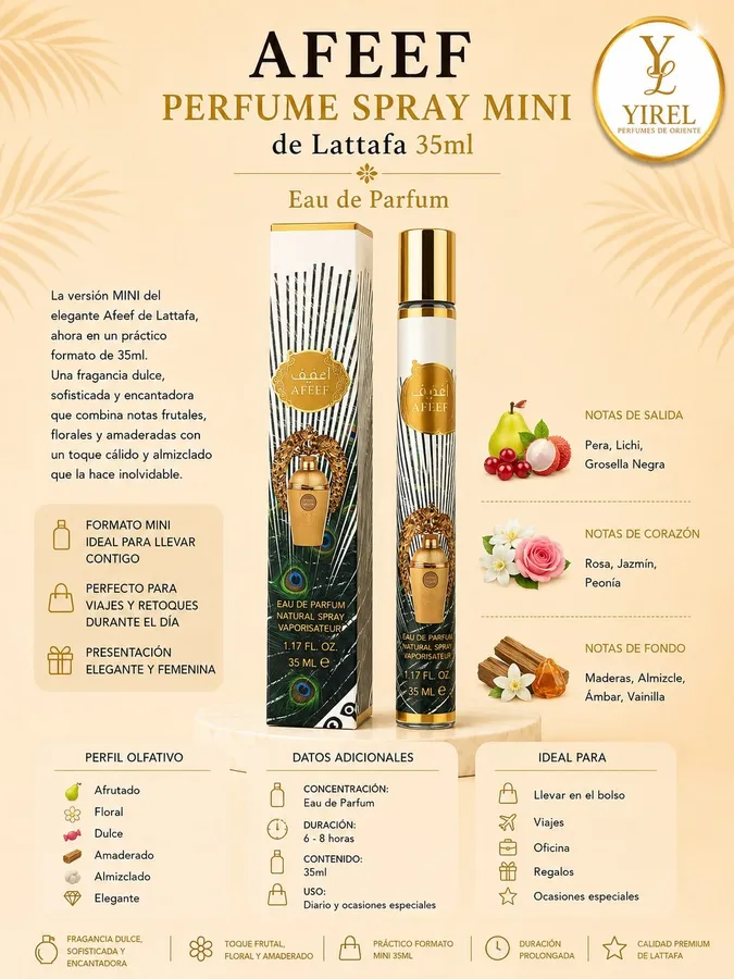 Lattafa — Afeef Mini 35ml, Afrutada · Floral · Amaderada