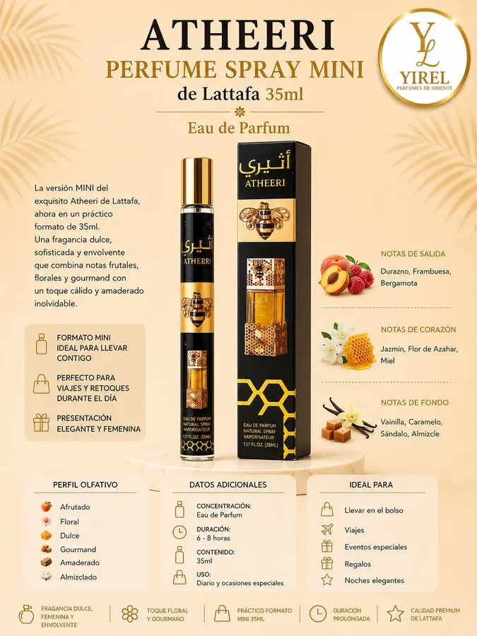 Lattafa — Atheeri Mini 35ml, Afrutada · Floral · Gourmand