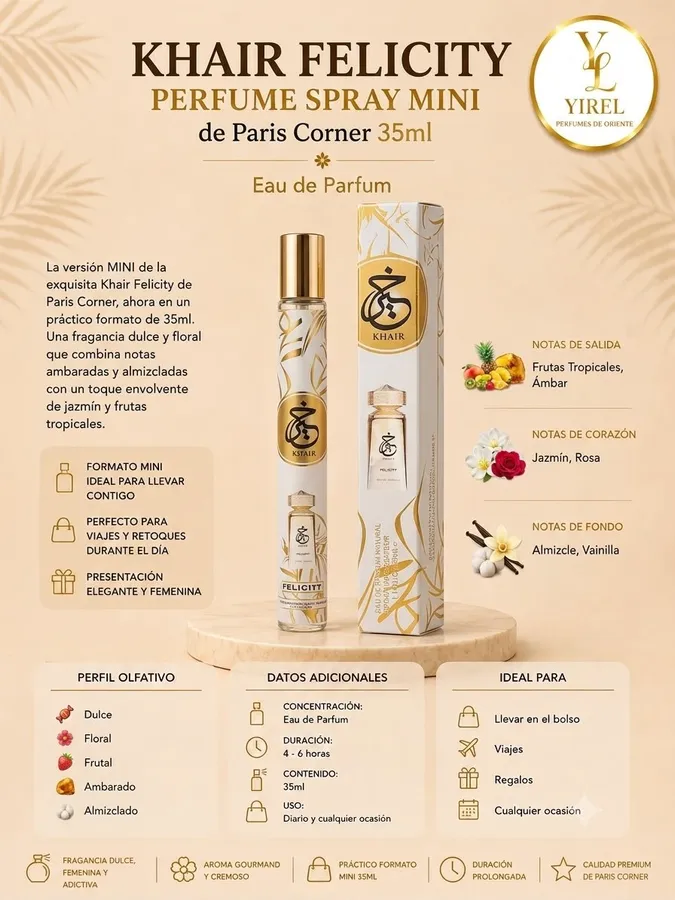 Paris Corner — Khair Felicity Mini 35ml, Dulce · Floral · Afrutada