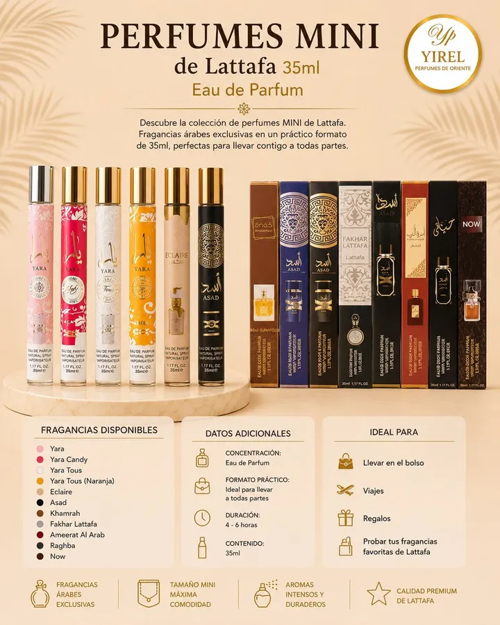 Lattafa Perfumes — Perfumes Mini Lattafa 35ml, Variada · Árabe