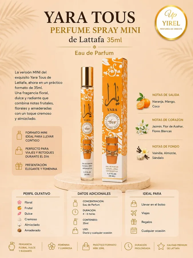Lattafa — Yara Tous Mini 35ml, Floral · Afrutada · Dulce